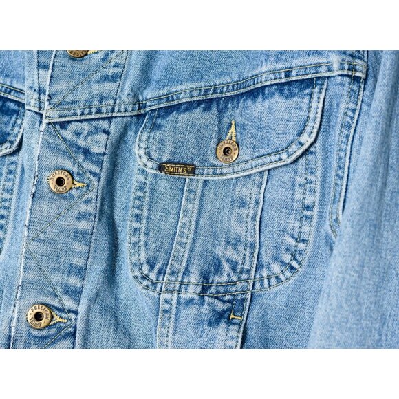 Vintage Smiths American Mens Small Trucker Jean Jacket Light Wash Denim - Picture 5 of 9